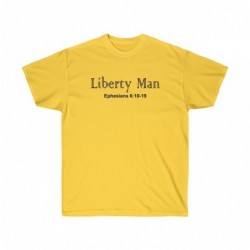 adult tee Liberty Man text
